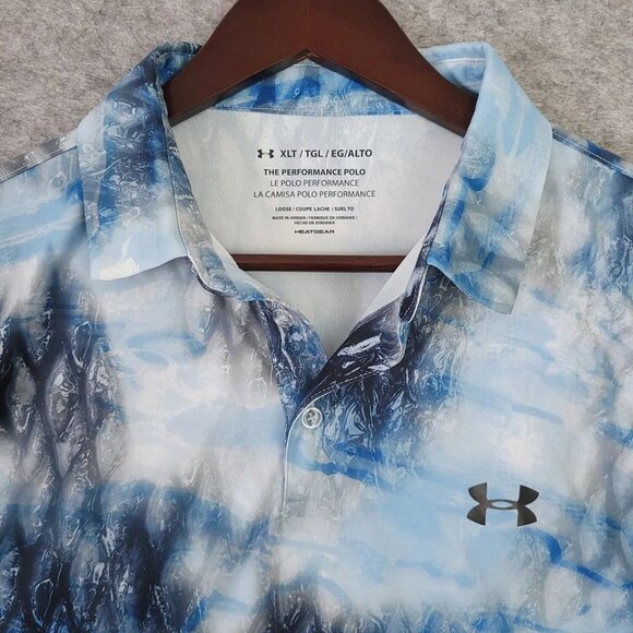 UNDER ARMOUR Mens XLT Heatgear Performance Polo Camo Abstract Loose Fit Shirt - Picture 4 of 8